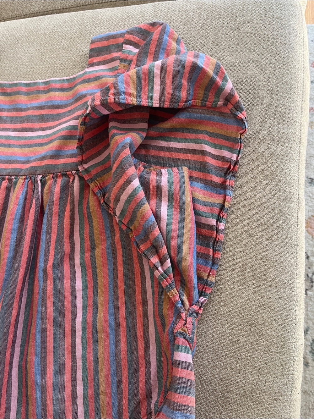 Madewell Multi-Stripe Square-Neck Peasant Top Size medium 100% cotton - Picture 9 of 9